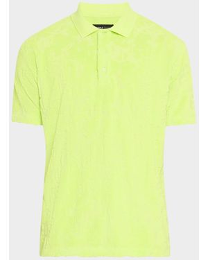 Purple Terry Jacquard Short-Sleeve Polo Tee - Yellow