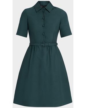 Dice Kayek Short-Sleeve Belted Mini Shirtdress - Green