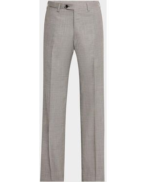 Kiton Apos;S Wool Sharkskin Flat-Front Pants - Gray