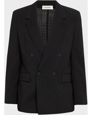 FRAME Apos;S Tropical Wool Double-Breasted Blazer - Black