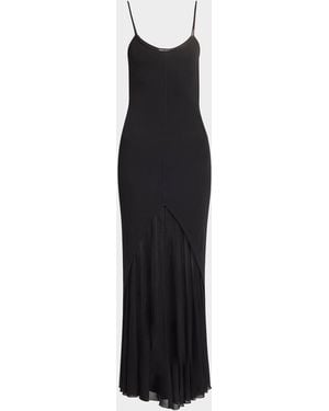 Giorgio Armani Sheer Skirt Panel Jersey Dress - Black
