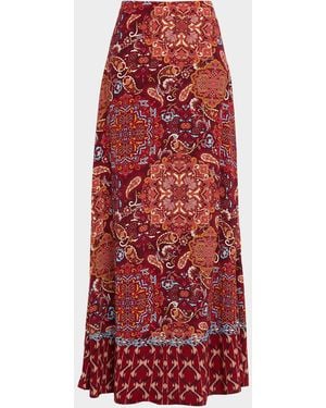 Figue Raelynn Medallion-Print Maxi Skirt - Red