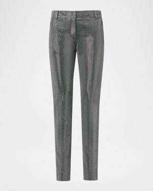 Akris Punto Fabia Embellished Slim-Leg Ankle Pants - Gray