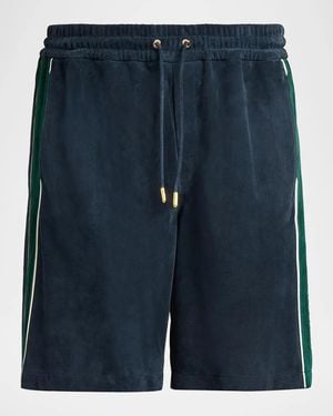 CASABLANCA Striped Suede Track Shorts - Blue