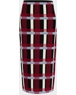 Zankov Check Knit Maxi Skirt - Red