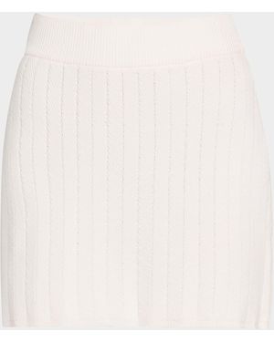 Argent Herringbone Straight Mini Skirt - Natural