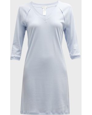 Hanro Pure Essence 3/4-Sleeve Gown - Blue
