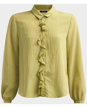 R13 Pinstriped Ruffle Blouse - Green