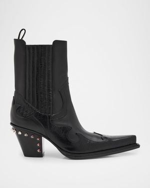 Christian Louboutin Apos;S Becca Uomo Leather Spike-Heel Western Boots - Black