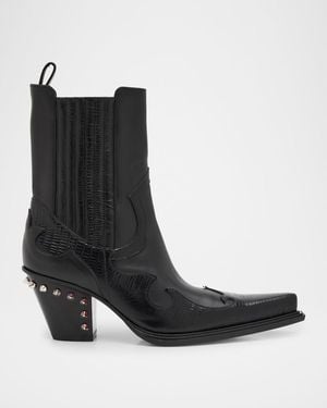 Christian Louboutin Becca Uomo Leather Spike-Heel Western Boots - Black