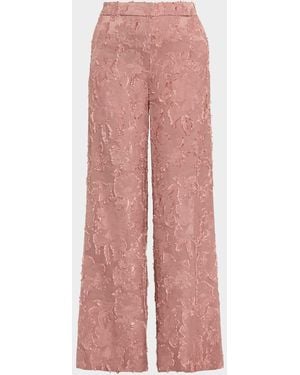 Kobi Halperin Alma Wide-Leg Fringe Jacquard Pants - Pink