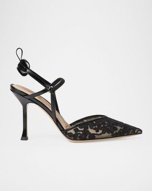 Fendi Very Colibri 95Mm Lace Slingback Sandals - Black