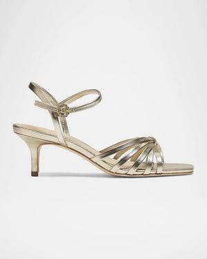 Cinq À Sept Malia Strappy Leather Kitten-Heel Sandals - Metallic
