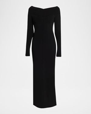 Stella McCartney Compact Knit Off-Shoulder Maxi Dress - Black