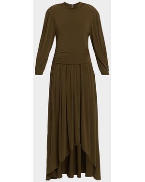 IRO Glinda Draping High-Low Maxi Dress - Green