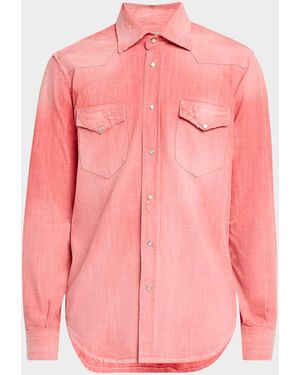 Sartorio Napoli Denim Western Shirt - Pink