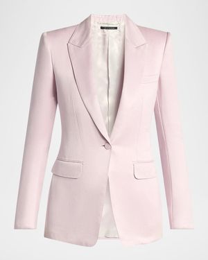 Tom Ford Single-Breasted Silk Blazer Jacket - Pink