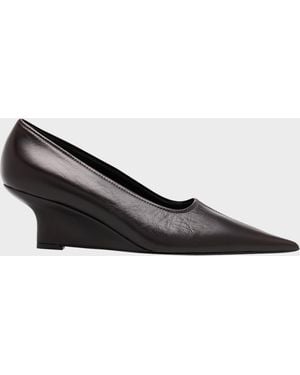 TOTEME Sharp Naplak Leather Wedges - Black