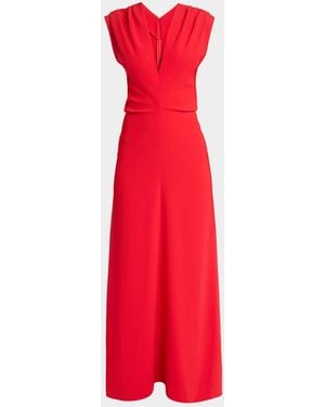 Proenza Schouler Geraldine Plunging Gathered-Shoulder Sleeveless Maxi Dress