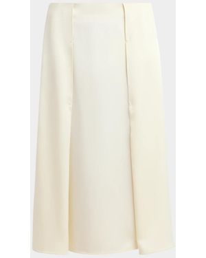 Jil Sander Side Paneled Wool Sable Midi Skirt - White