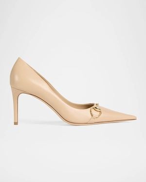 Gucci Donna 80Mm Leather Pumps - Natural