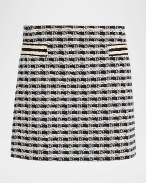 Ramy Brook Charlie Gingham Tweed Mini Skirt - Gray