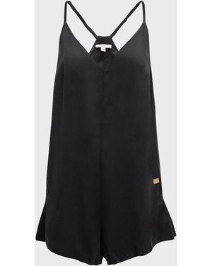 Lunya Sleeveless Washable Silk Romper - Black