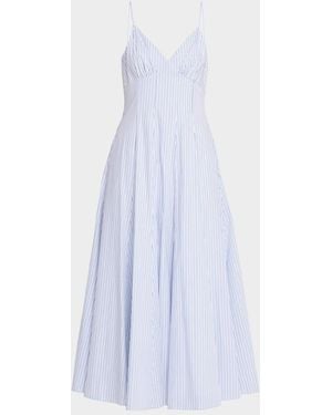Rosie Assoulin Striped Cotton Poplin Cami Maxi Dress - White