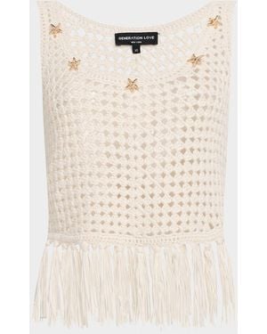 Generation Love Ginger Embellished Crochet Fringe Tank Top - Natural