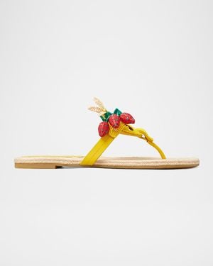 Tory Burch Miller Beaded Espadrille Thong Sandals - Multicolor