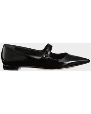 Manolo Blahnik Campariflat 10Mm Patent Leather Mary Janes - Black
