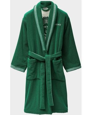 Versace Apos;S Medusa Jacquard Terry Bathrobe - Green