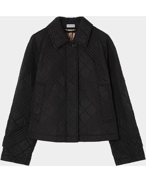 Burberry Tiffield Quilted Nylon Crop Jacket - Black