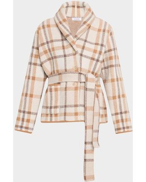 NAADAM Super Luxe Plaid Jacquard Wrap Coat - Natural
