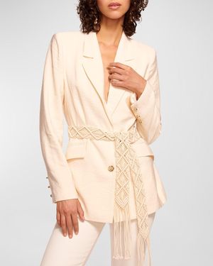 Ramy Brook Mildred Macrame Belted Blazer - Natural
