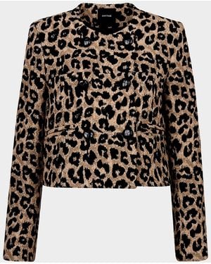 Smythe Leopard Collarless Double-Breasted Jacket - Black
