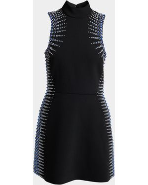CASABLANCA Embellished Mock-Neck Sleeveless Mini Dress - Black