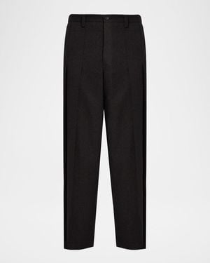Issey Miyake Pleated Wool Tweed Pants - Black