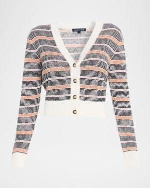 Veronica Beard Ingraham Stripe Cardigan - White