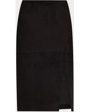 Alice + Olivia Siobhan Suede Front Slit Wrap Skirt - Black