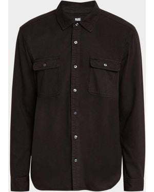 PAIGE Martin Cotton-Blend Twill Shirt - Black