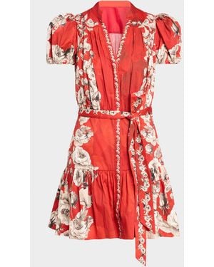 Alice + Olivia Cora Floral Tiered Mini Shirtdress