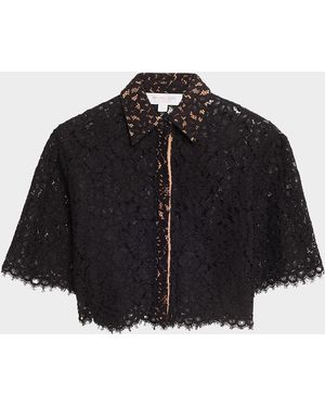Michael Kors Cropped Scalloped Lace Shirt - Blue