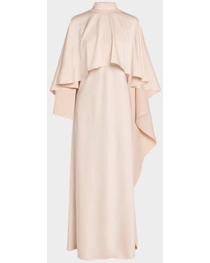 Emanuel Ungaro Abigal Mock-Neck Cape Gown - Natural