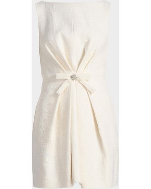 Cinq À Sept Marista Gathered Bow Tweed Minidress - White