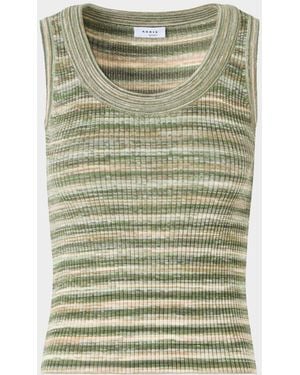 Akris Punto Scoop-Neck Space Dye Merino Wool Rib Tank Top - Green
