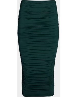 SER.O.YA Darcy Mid-Rise Ruched Midi Skirt - Green