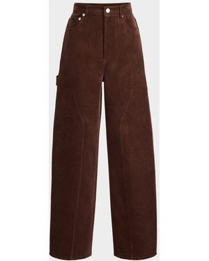 SER.O.YA Fabi Corduroy Barrel-Leg Pants - Brown
