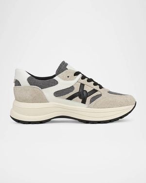 Veronica Beard Valentina Wave Mixed Leather Platform Sneakers - White