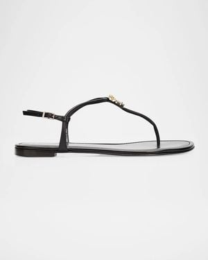 Giuseppe Zanotti Hobby Embellished Flat Leather Thong Sandals - Metallic